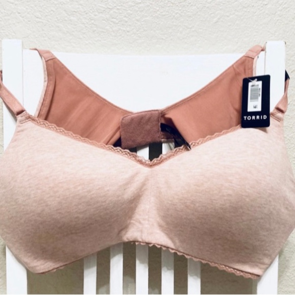 Torrid Dream Wire-Free Cotton Bra Ash Rose Heather Pink Size 44c Lightly Lined - Picture 2 of 10